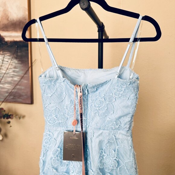 House Of Cb Eva Maxi Dress TUSCAN BLUE EMBROIDERED FLORAL MAXI DRESS NWT size S - Picture 7 of 12